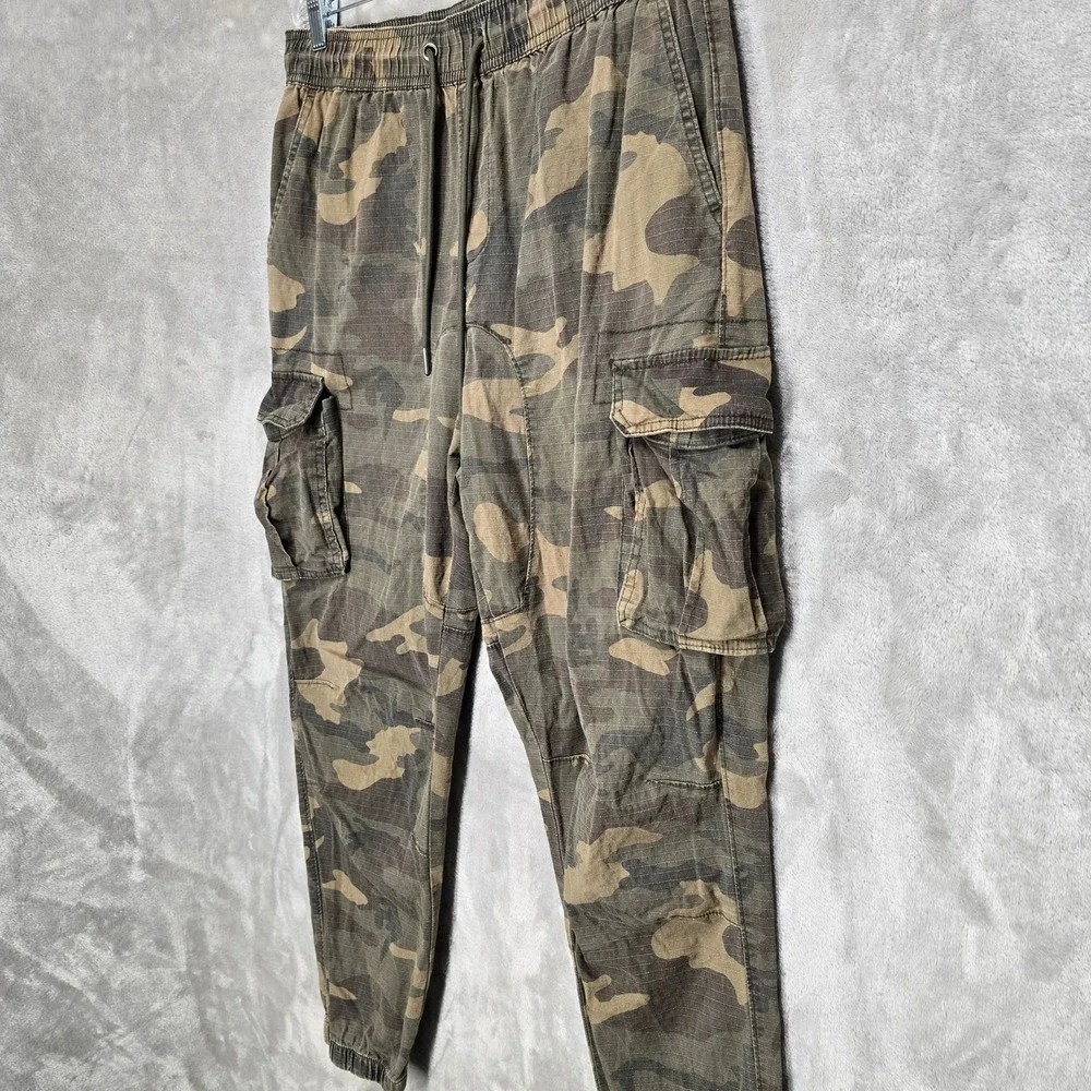 CSG Cargo Jogger Pants Mens 2XL Green Camo Ripstop Cotton Blend Drawstring Gorp